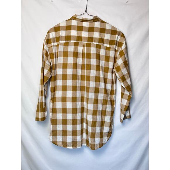 NWT Maeve Women's Size Small Buffalo Check Button Up Long Sleeve Blouse Shirt - Picture 2 of 7